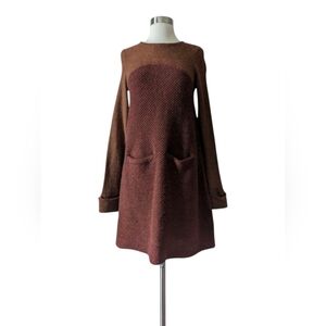 FREE PEOPLE Sweater Dress Brown Knit  Pockets Boho  XS